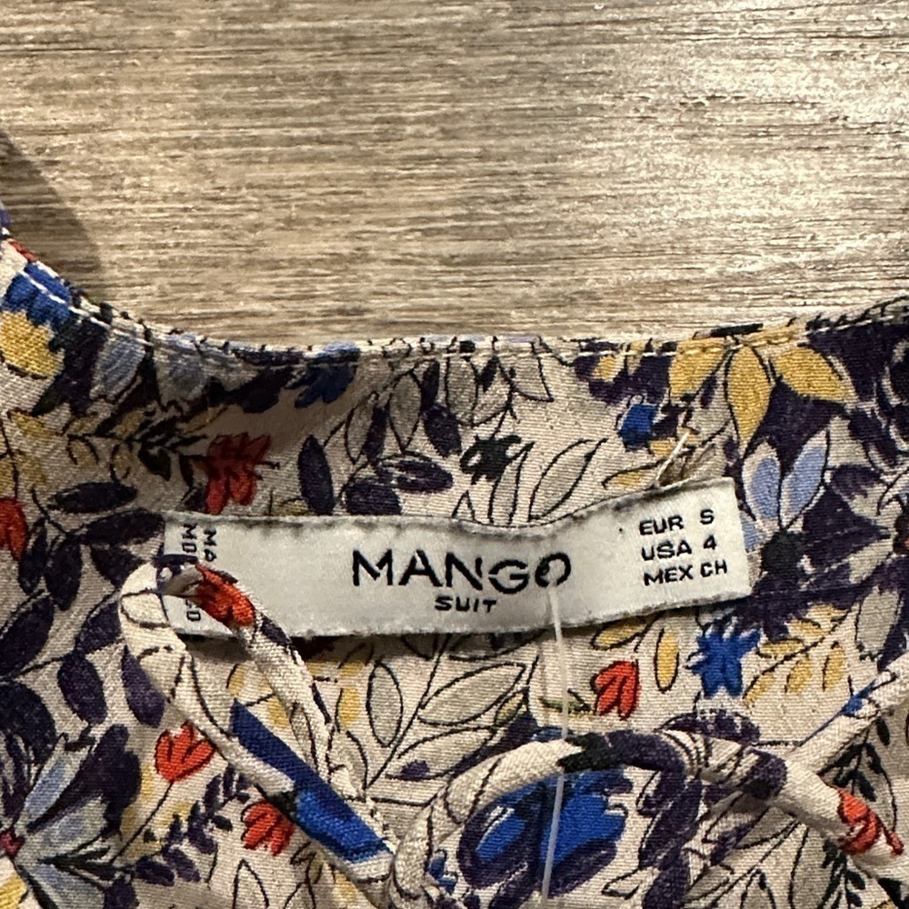 Mango Multicolor Floral Long Sleeve boho mini Dress Size 4 - Picture 7 of 12